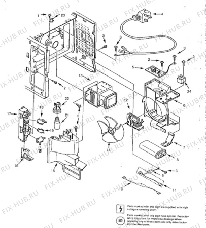 Взрыв-схема микроволновой печи Electrolux EMS2371 - Схема узла Electrical equipment